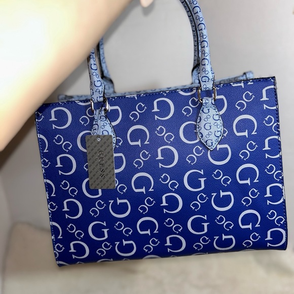 Guess Monogram Satchel Top Handle Handbag Purse - Picture 10 of 11